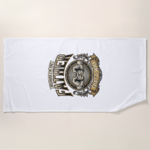 Funny Father Fist Bump Vintage Engraving Shirt Des Beach Towel