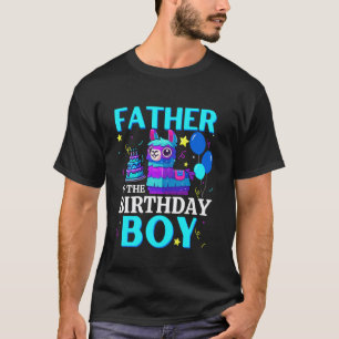 Funny Father Of The Birthday Boy Llama B-Day Party T-Shirt