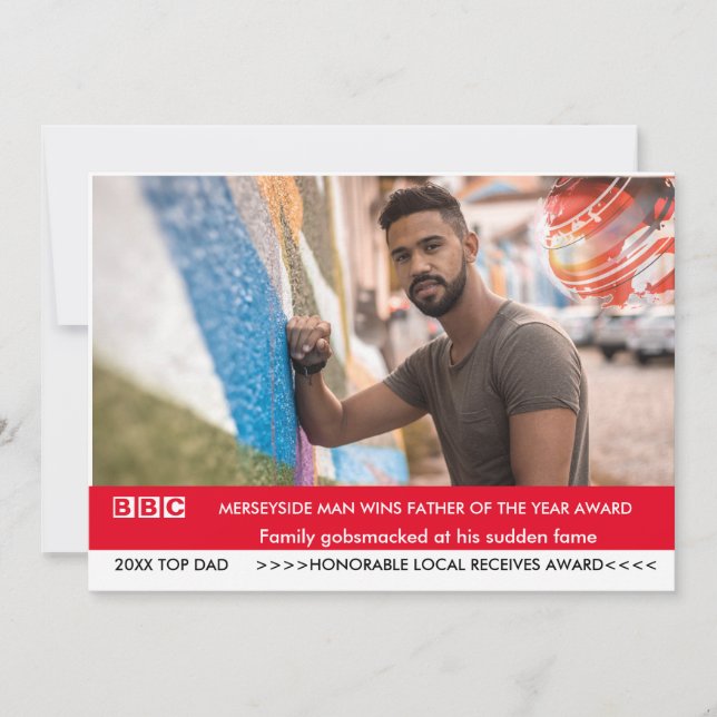 Funny Father’s day Card 🎉 Fake British telly News (Front)