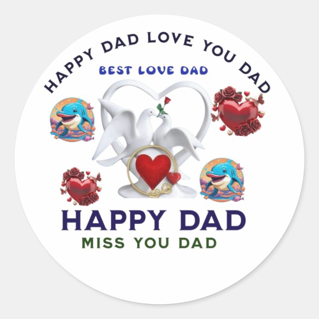 "Funny Father’s Day T-Shirt Design – Humourous & L Classic Round Sticker (Front)
