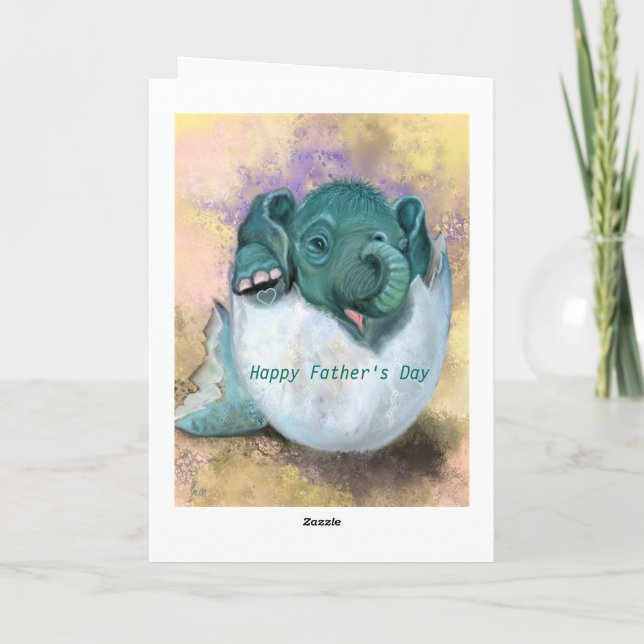 Funny Father's Day Card Baby Elephant Hatching (Back)
