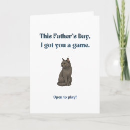Funny Father's Day Card for Cat Dads Grey Cat