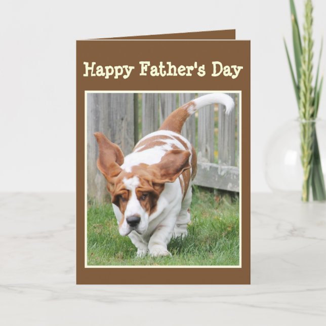Funny "Father's Day Card" w/Cute Basset Hound Card (Front)