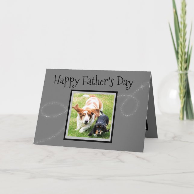 Funny Father's Day Card W/Cute Basset Hounds (Front)