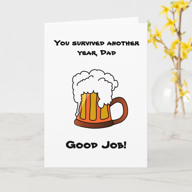 Funny Father's Day Card with Beer Jug (Yellow Flower)