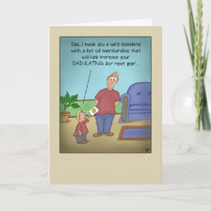 Funny Fathers Day Cards: Dad Rating Cartoon Card