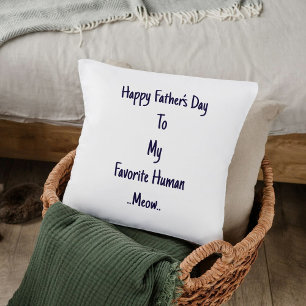 Funny Fathers Day Cat Dad Gift Meow Quote Template Cushion