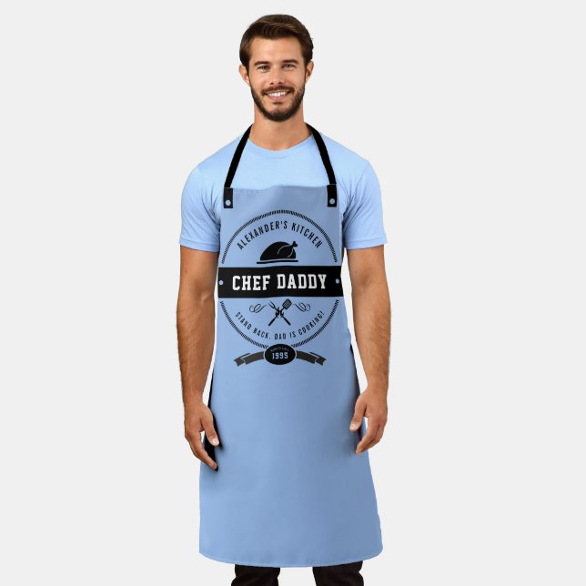 Funny Father's Day Chef Daddy BLUE & Black Apron (Worn)