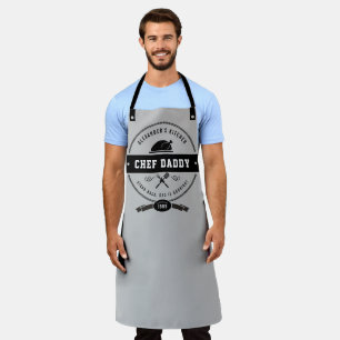 Funny Father's Day Chef Daddy Cool Grey & Black Ap Apron