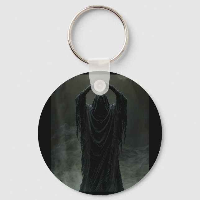 Funny fathers day ghost heart hands scary face key ring (Front)