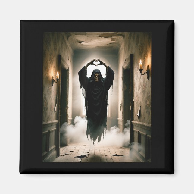 Funny fathers day ghost heart hands scary face magnet (Front)
