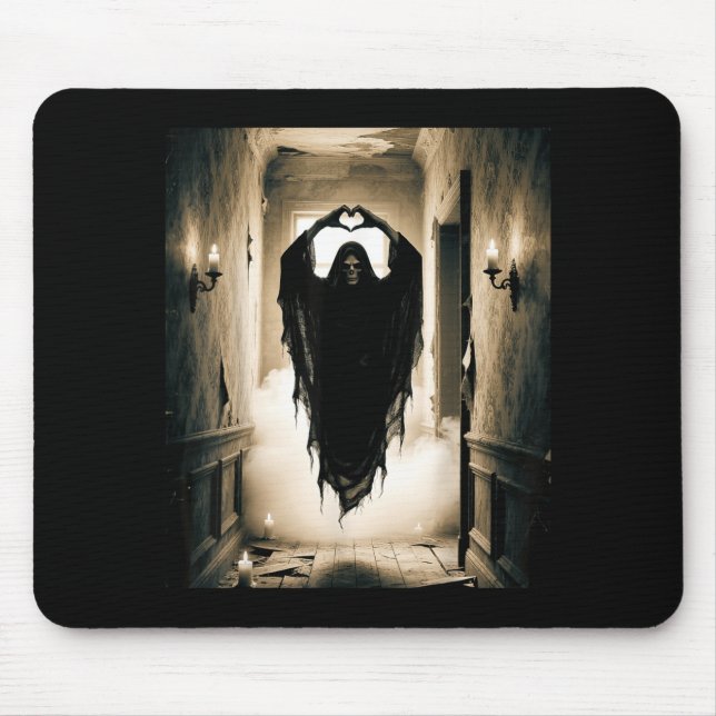 Funny fathers day ghost heart hands scary face mouse mat (Front)