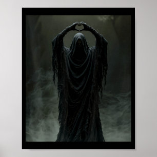Funny fathers day ghost heart hands scary face poster