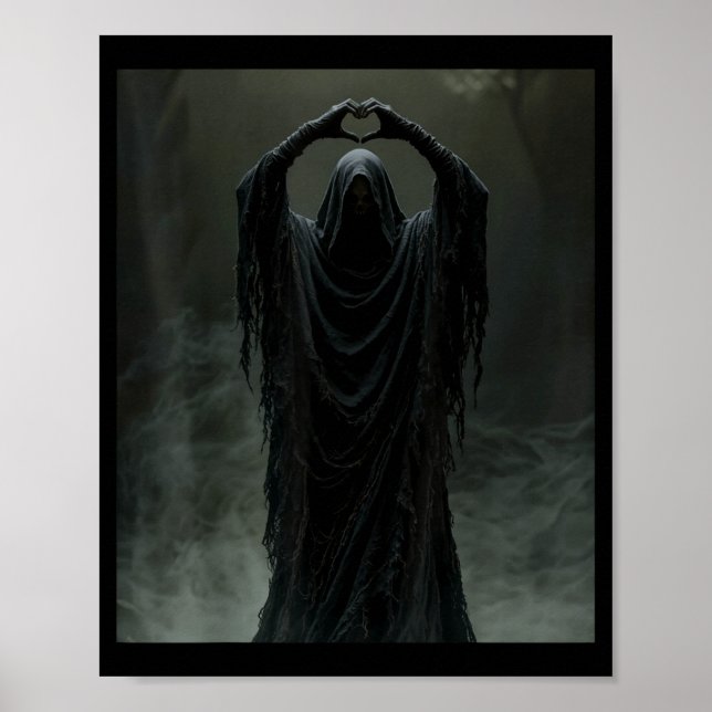 Funny fathers day ghost heart hands scary face poster (Front)