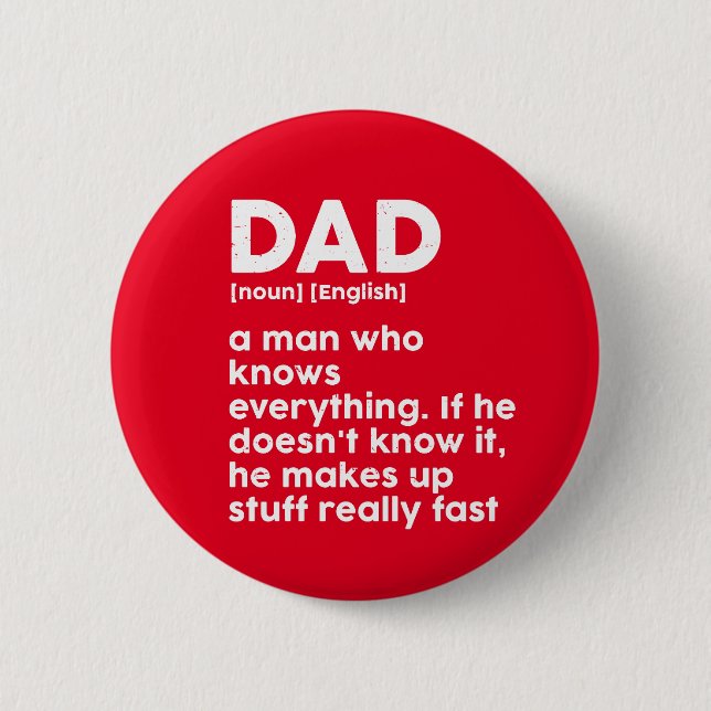 Funny Father's Day Humour Dad Dictionary Definitio 6 Cm Round Badge (Front)