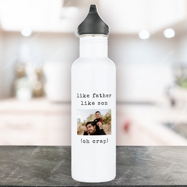 Funny Fathers Day Like Father Like Son Photo 710 Ml Water Bottle (Cute and fun Father's Day gift to make him laugh )