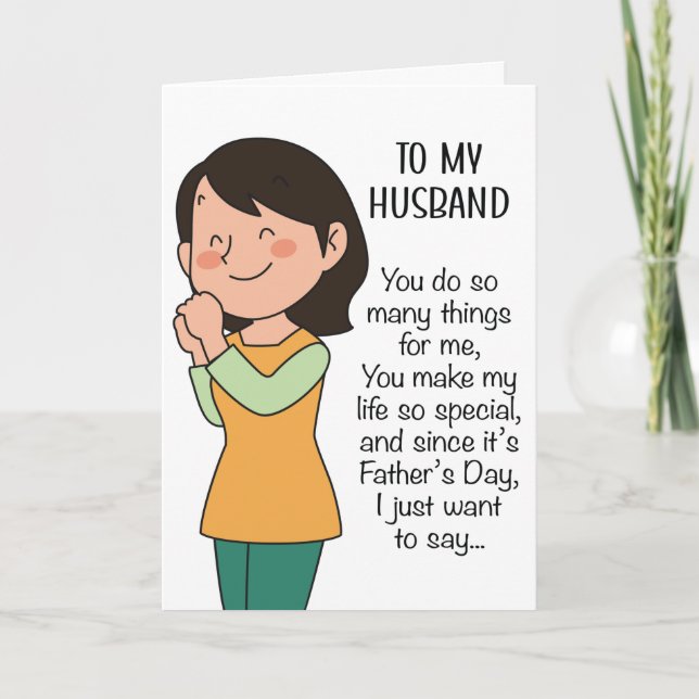 Funny Father's Day Message To My Husband Humour Card (Front)