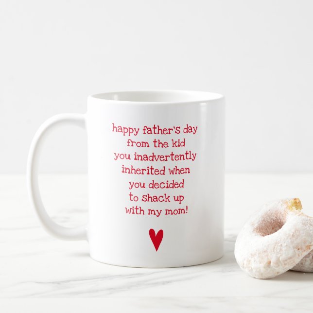 Funny Father's Day Quote for Bonus Dad Coffee Mug (With Donut)