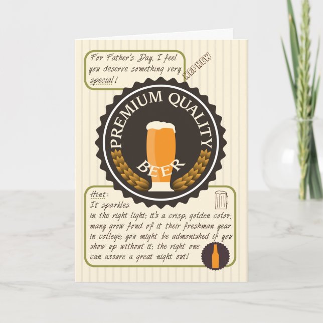 Funny Father's Day Retro Beer Label for Nephew Card (Front)