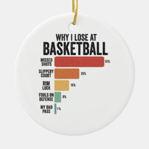Funny Fathers Day Sport Why I Lose At Basketball Ceramic Tree Decoration