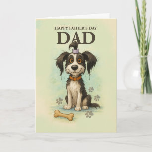 Funny Father's Day to Dad with Quirky Cute Dog Card