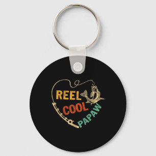 Funny Fathers Day Vintage Fishing Reel Cool Papaw Key Ring