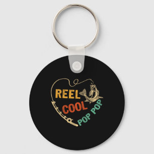Funny Fathers Day Vintage Fishing Reel Cool Pop Po Key Ring