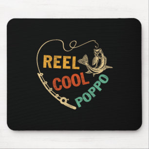 Funny Fathers Day Vintage Fishing Reel Cool Poppo Mouse Mat