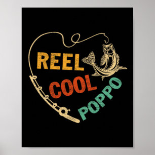 Funny Fathers Day Vintage Fishing Reel Cool Poppo Poster