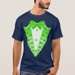 Funny Fau Fake Suit with Bow Tie St Patricks Day T-Shirt