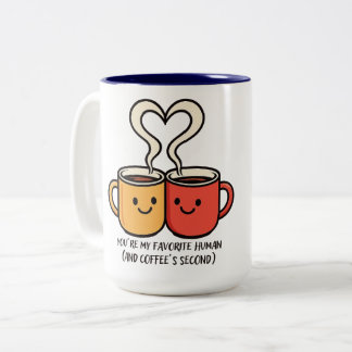 Funny Favorite Human & Coffee Quote Couple Mug