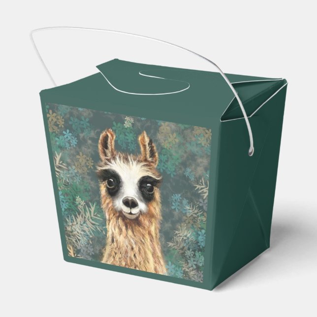 Funny Favour Box with Curious Playful Llama (Back Side)