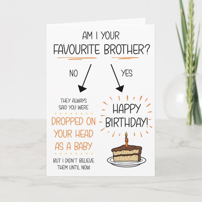 Funny Favourite Brother Birthday Card (Front)