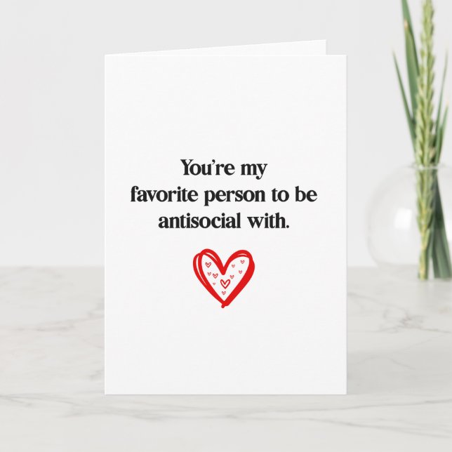 Funny Favourite Person To Be Antisocial With Holiday Card (Front)