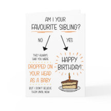 Funny Favourite Sibling Birthday Card