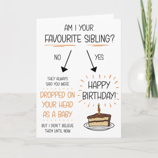 Funny Favourite Sibling Birthday Card (Front)