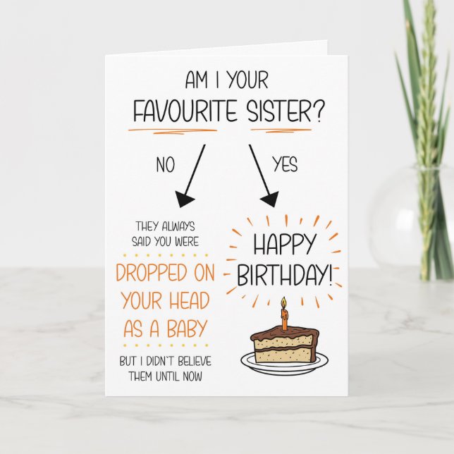 Funny Favourite Sister Birthday Card (Front)