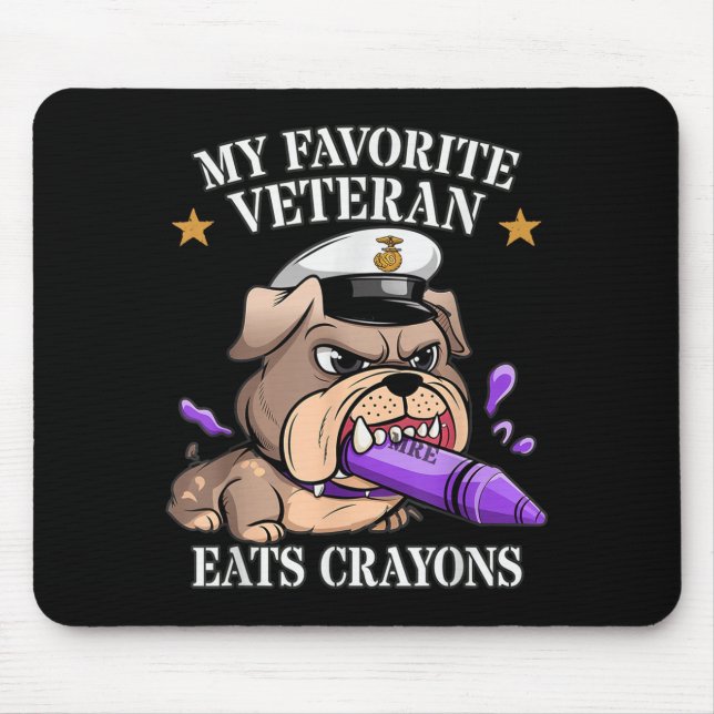 Funny favourite veteran eats crayons jarhead famil mouse mat (Front)