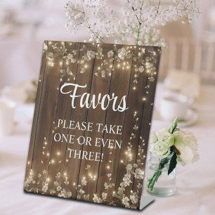 Funny Favours Signature Script  Wood String Lights Pedestal Sign