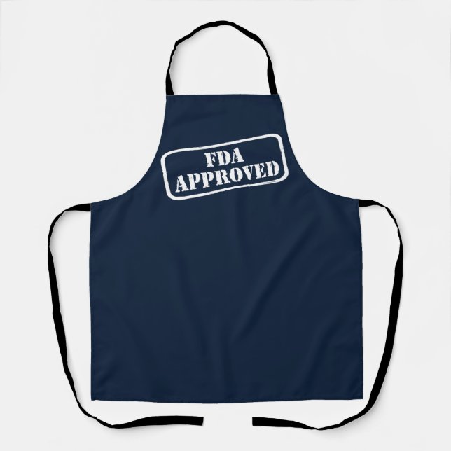 Funny FDA Approved White Distressed Stamp Humour Apron (Front)
