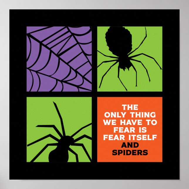 Funny Fear of Spider Arachnophobia Halloween Poster (Front)