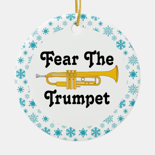 Funny Fear The Trumpet Music Band Christmas Ceramic Tree Decoration (Front)
