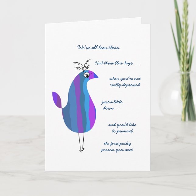 Funny Feathers - Chase the Blues Away Smile Card (Front)