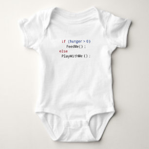 Funny FeedMe or PlayWithMe Code White Baby Bodysuit