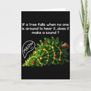 Funny Felines Pushing Christmas Tree Ugly Xmas Paj Card