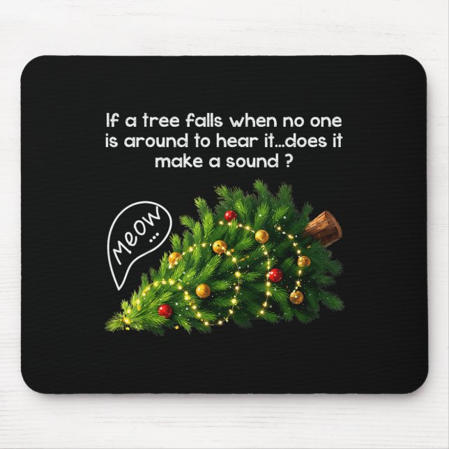 Funny Felines Pushing Christmas Tree Ugly Xmas Paj Mouse Mat (Front)