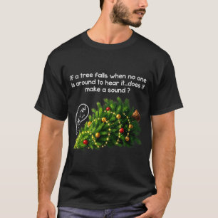 Funny Felines Pushing Christmas Tree Ugly Xmas Paj T-Shirt