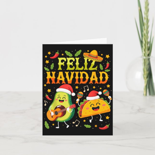 Funny Feliz Navidad Avocado Tacos Mexican Christma Card (Front)
