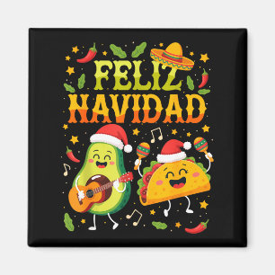 Funny Feliz Navidad Avocado Tacos Mexican Christma Magnet
