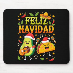 Funny Feliz Navidad Avocado Tacos Mexican Christma Mouse Mat